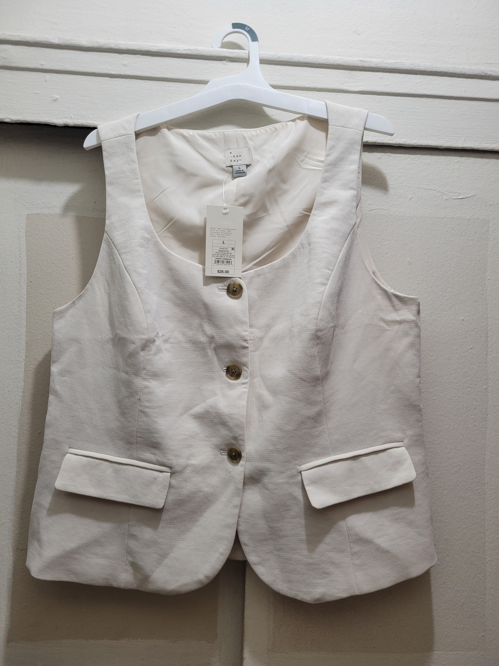 a new day Cream Button-Front Sleeveless Vest